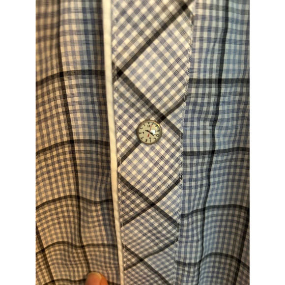 Men's Civil Society Blue and Gray Plaid Button Down Shirt Size XL - Picture 3 of 6